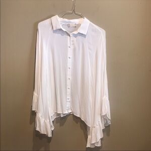Altar'd State white boho blouse flutter Sleeve